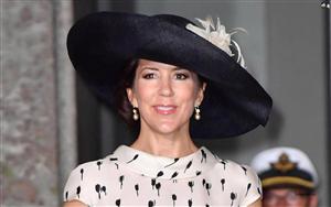 Mary, Crown Princess of Denmark in christening dress and black hat